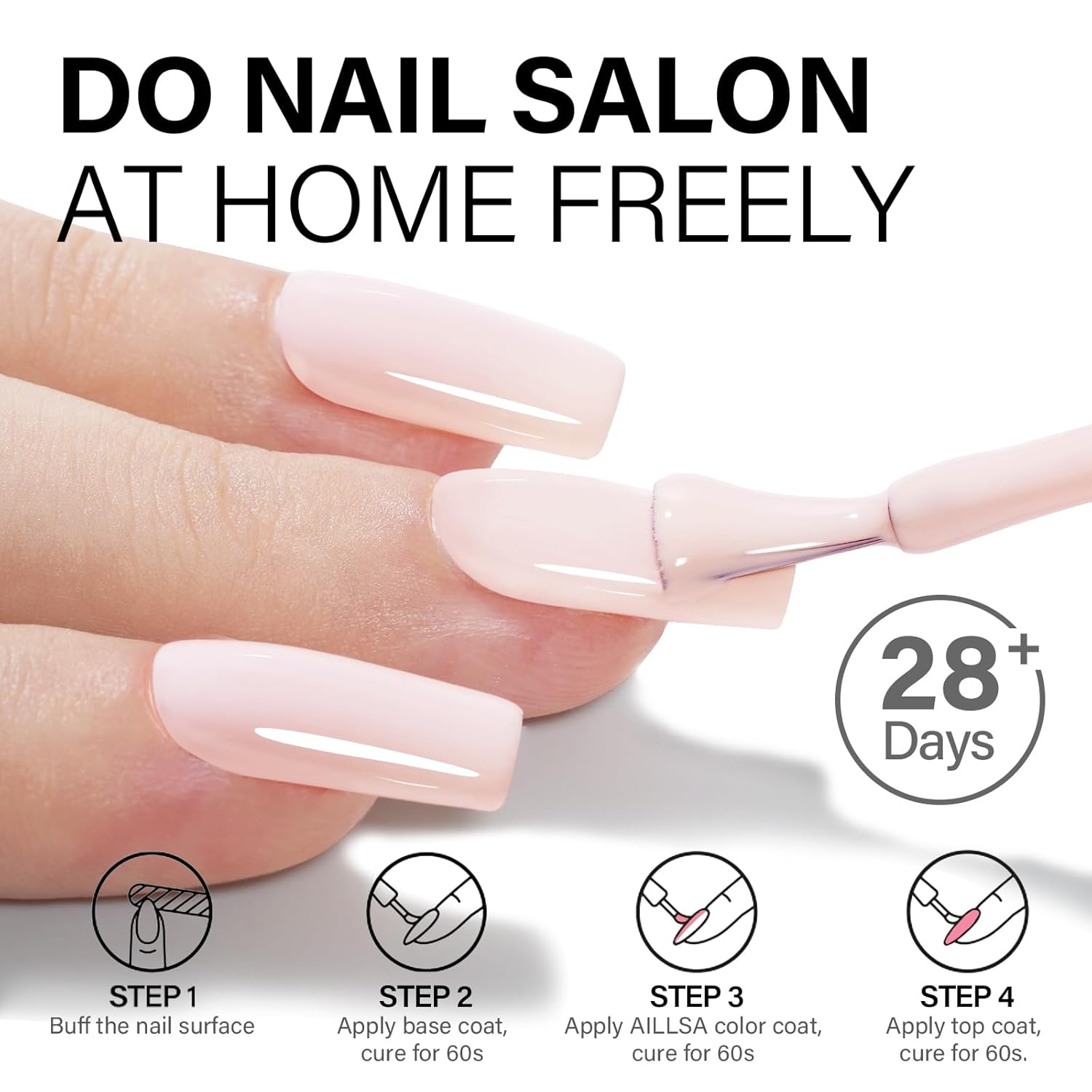 AILLSA White Pink Gel Nail Polish Nude Barely Pink Gel Polish Neutral Light Beige Jelly Gel Polish Off White Natural Color Nails Winter Soak Off U V Gel for Nail Art for Women 0.51 Fl Oz /GA98 - Image 4