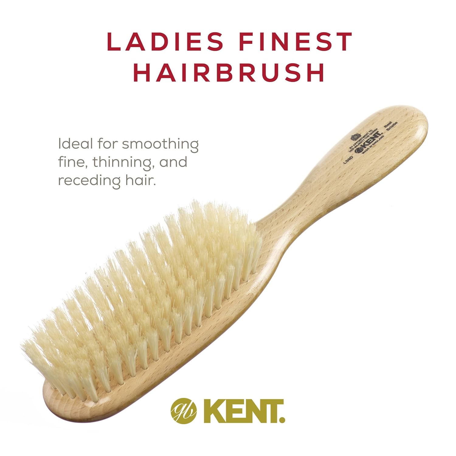 Kent LS9D Satinwood Hair Brush – Boar Bristle Brush for Thin Hair. Luxury Styling, Straightening, and Smoothing. Ideal for Women. - Image 7