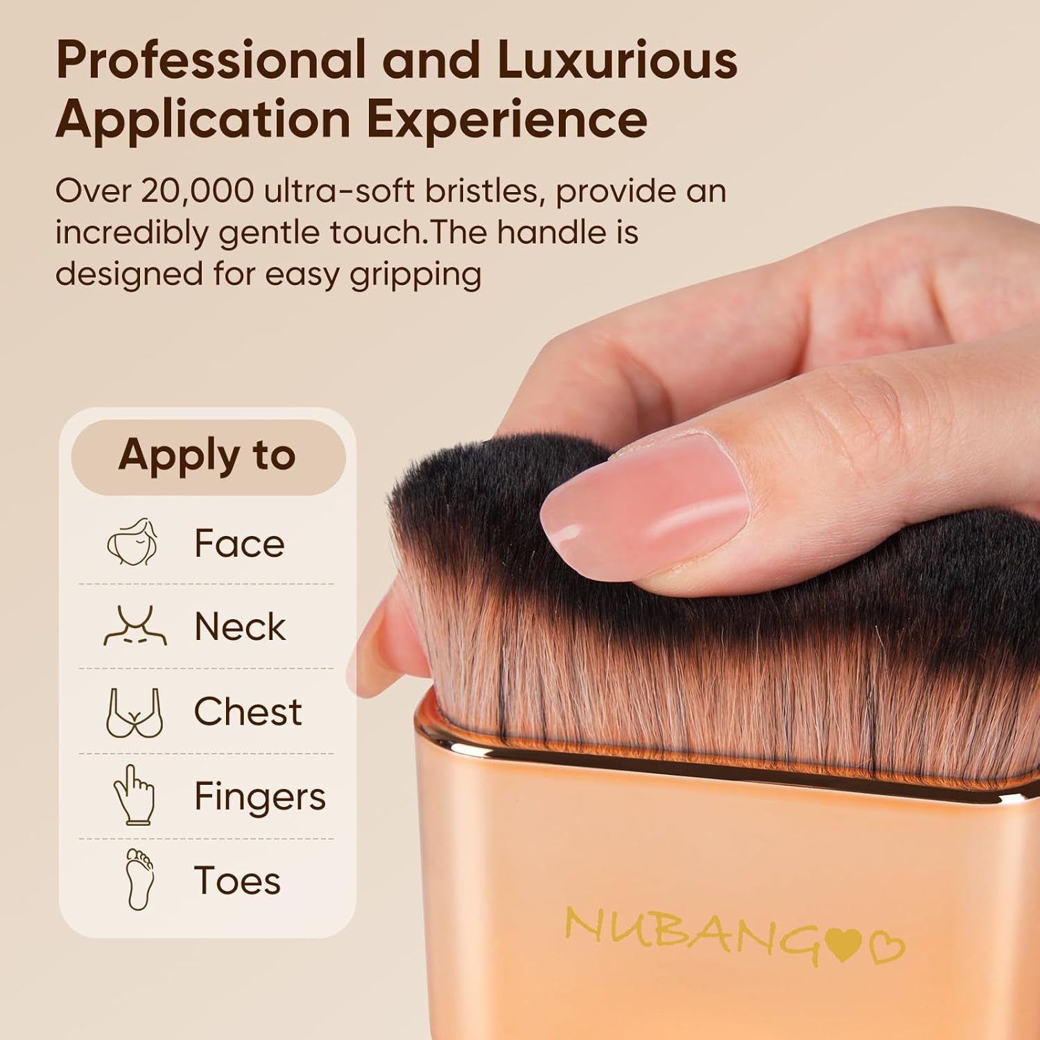 Professional Kabuki Foundation Brush,Makeup Brush, Self Tanner Brush,Self Tanning brush,Foundation Makeup Brush Cream Powder Liquid,Face Neck Body Leg Tanning Makeup (Pink Gold) - Image 2