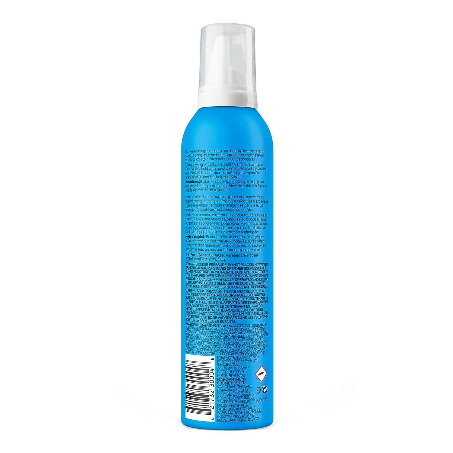 Marc Anthony Volumizing Hair Mousse, Extra Hold - Hair Styling Mousse Controls Frizz, Strengthens, Adds Volume & Shine - Nourishing Argan Oil of Morocco with Keratin - Lightweight for All Hair Types - Image 6