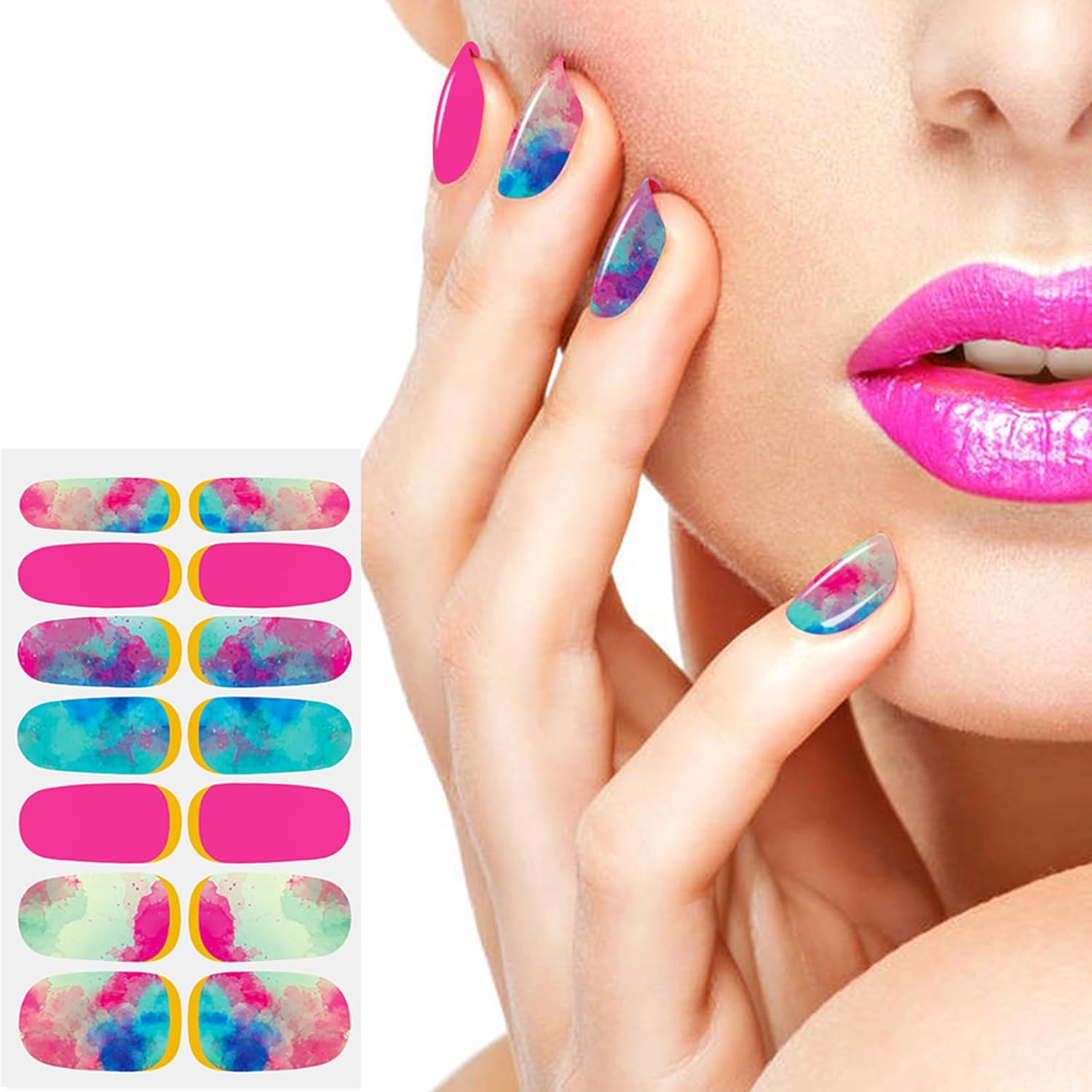 JERCLITY 336 Pieces 24 Sheets Women's Full Wrap Marble Nail Polish Strips Stickers Self-Adhesive Solid Color Gel Nail Strips Decals with Nail File for Women Girls Nail Decorations (Fresh Style) - Image 4