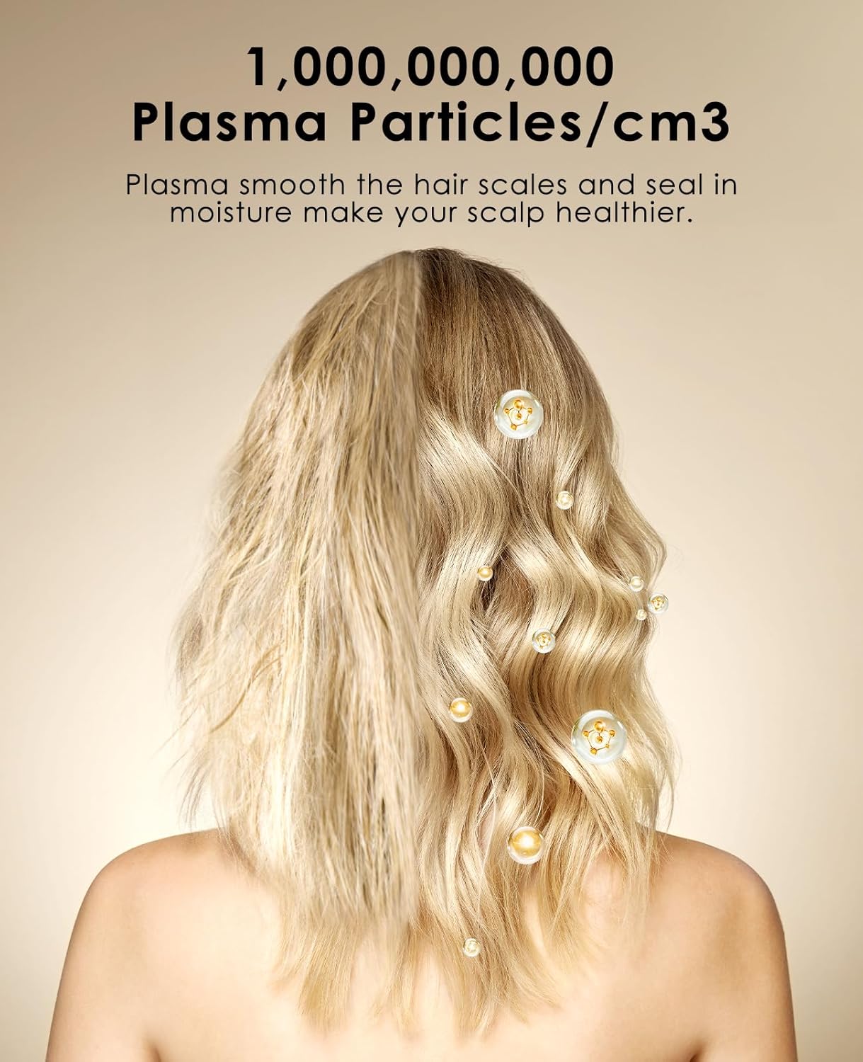 Foldable Hair Dryer for Travel - Global Voltage with Auto-Sensing, 1B Plasma Particles, 200times/s Temp Control, Portable Blow Dryer with Single-Sided Comb, White - Image 5