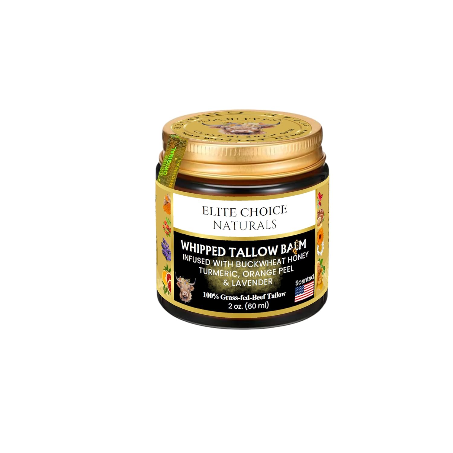 Tallow and Honey Balm – Whipped Beef Tallow for Skin & Face – Grass Fed Beef Tallow Organic Moisturiser – Nourishing Cream for Dry Sensitive Eczema Rosacea & Acne Prone Skin(2 Fl oz, Lavender Orange) - Image 2