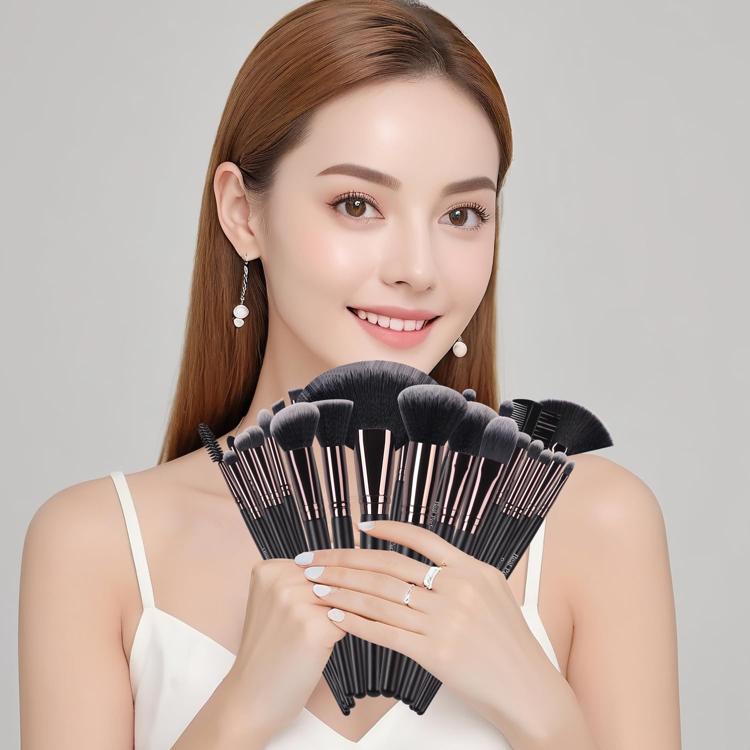 Real Perfection Makeup Brushes 24pcs Makeup Brush Set Premium Synthetic Powder Foundation Contour Blush Concealer Eye Shadow Blending Liner Make Up Brush Kit with Case - Image 6