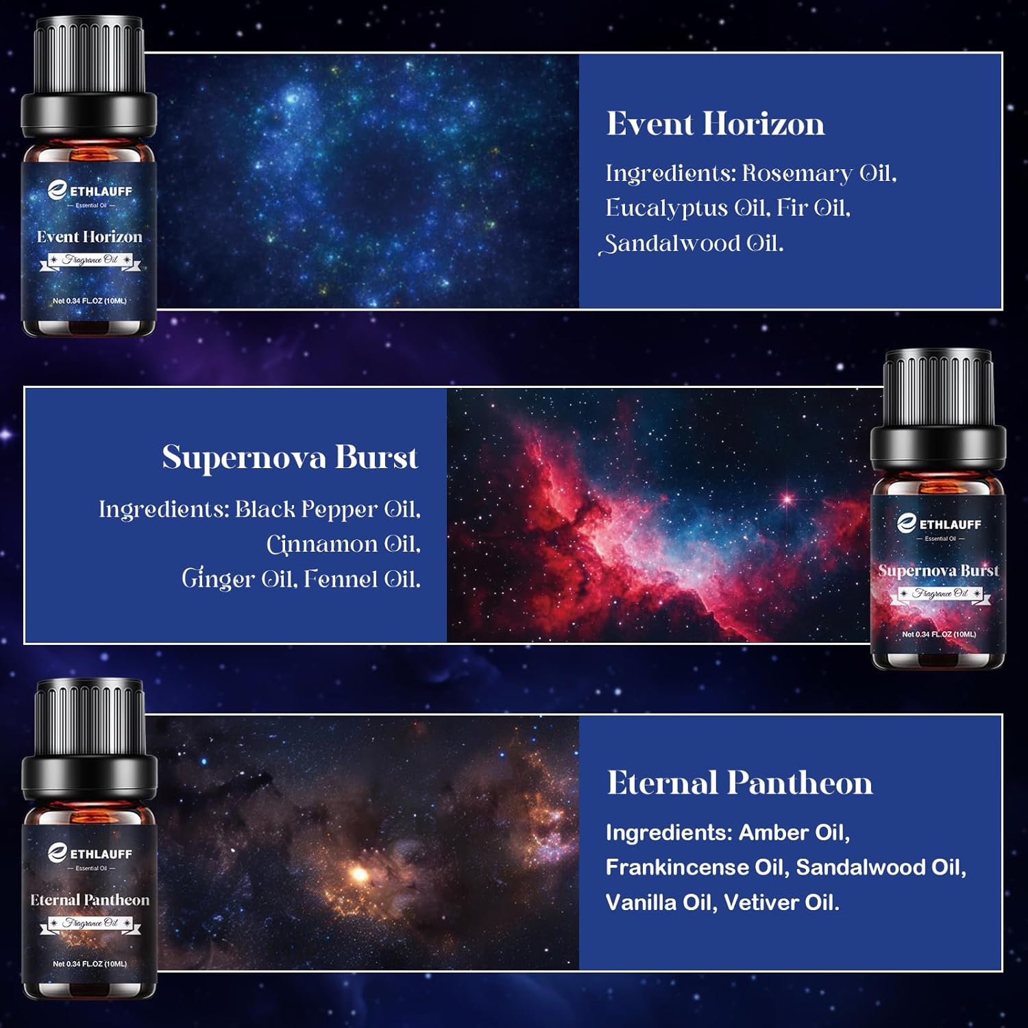 Essential Oil Blends, Starry Spell Essential Oil Set for Diffusers for Home, Humidifiers, Candle Making, Magical Aromatherapy Blends - Stress Relief, Calm Mind, Relax, Meditate, 6x10ml - Image 4