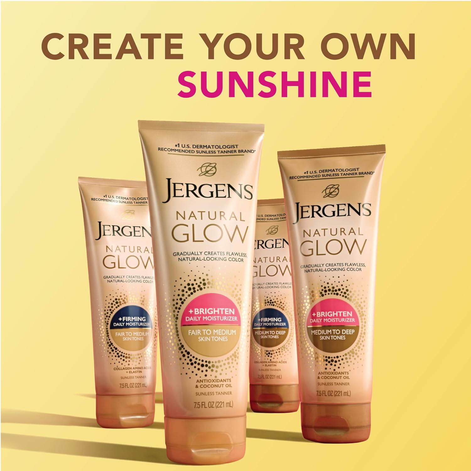 Jergens Natural Glow +Firming Self Tanner Body Lotion, Fair to Medium Skin Tone, Sunless Tanning Moisturizer with Collagen and Elastin. Helps to Visibly Reduce Cellulite, 7.5 Fl Oz (Pack of 2) - Image 9