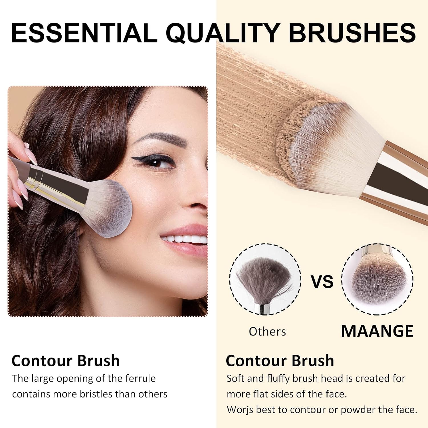 Make Up Brushes, MAANGE 18 Pcs Premium Synthetic Makeup Brushes Set Soft Foundation Powder Eyeliner Eye Shadow Makeup Brushes Professional (Champagne) - Image 4