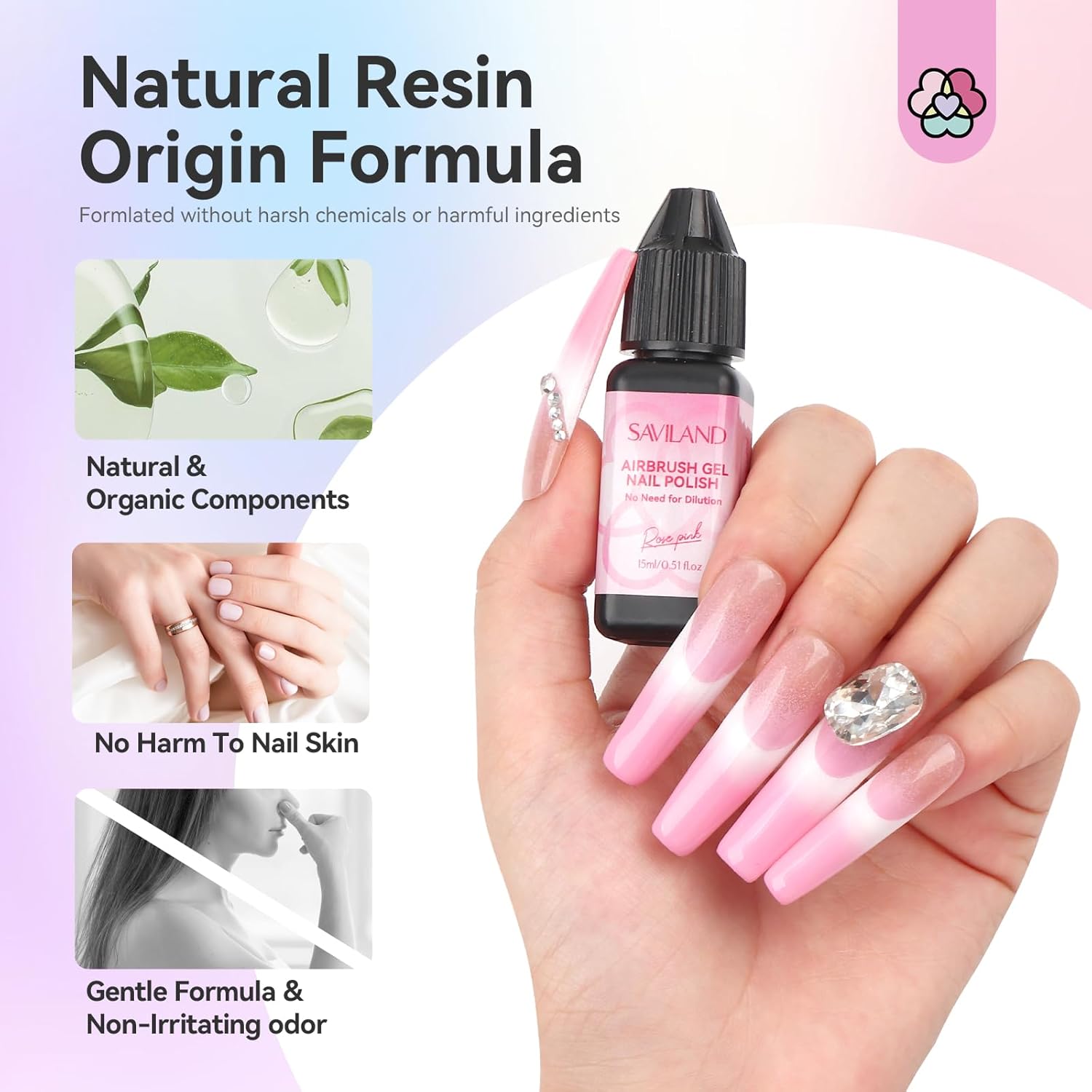 SAVILAND Airbrush Gel Nail Polish: Dilution-Free 24 Colors Airbrush for Nails with Airbrush for Gradients Nails Blush Nails Layered Nail Art Various Pattern High Color Saturation for Home Salon Kit - Image 3