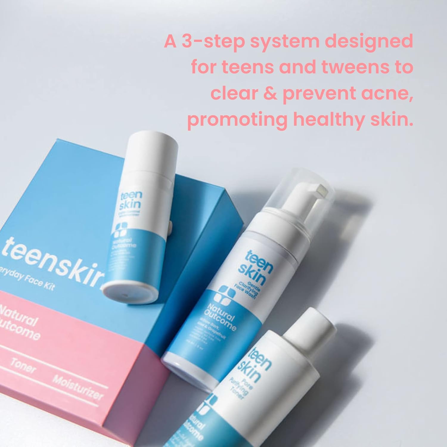 Teen Skin Care Kit 3-Step | Acne Face Wash Skin Care Regimen | Teen Skin Face Wash, Toner, & Moisturizer | Perfect for Teens Preteens & Kids Looking to Prevent Acne | 3 Pc Kit by Natural Outcome - Image 6