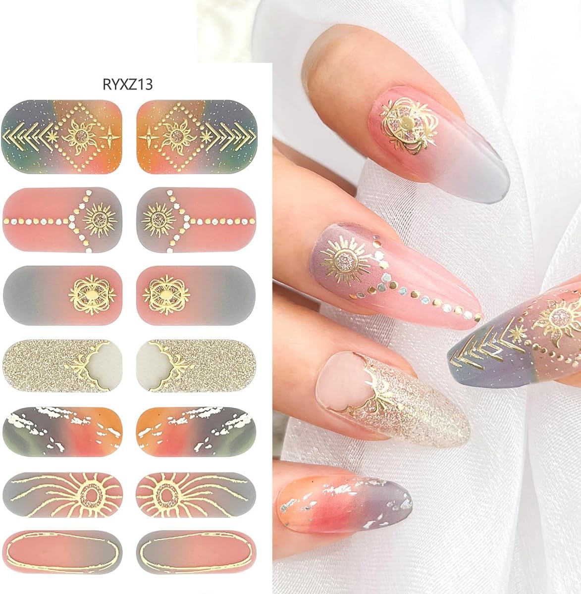 6 Sheets Zodiac Nail Stickers 3D Self-Adhesive English Letters Nail Art Stickers for Nail Art Pink Gold Silver Design Zodiac Nail Decals Pegatinas Uñas Letter Sticker for Women Girls Acrylic Nails - Image 3