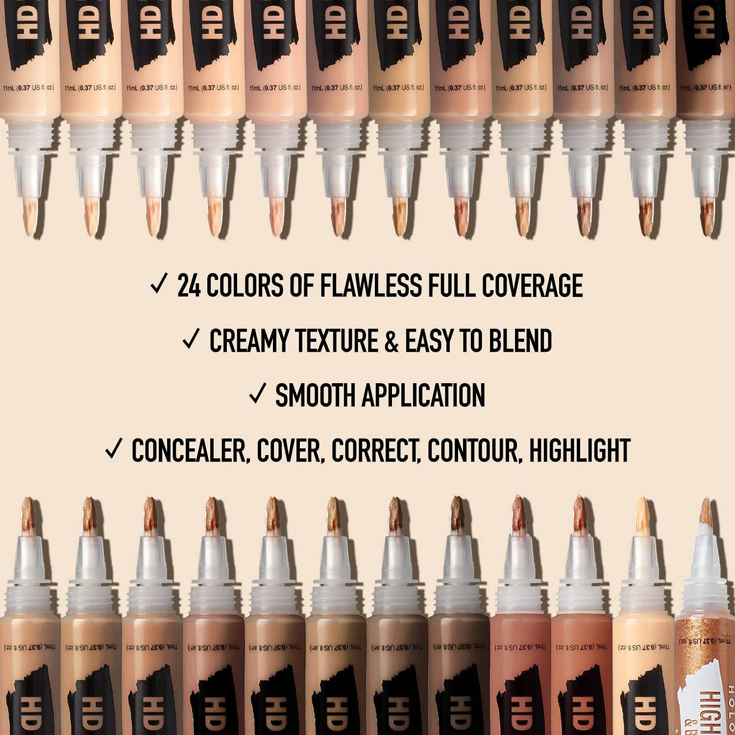 Ruby Kisses HD Brush Concealer & Foundation 3 Pack (Toffee) - Image 3