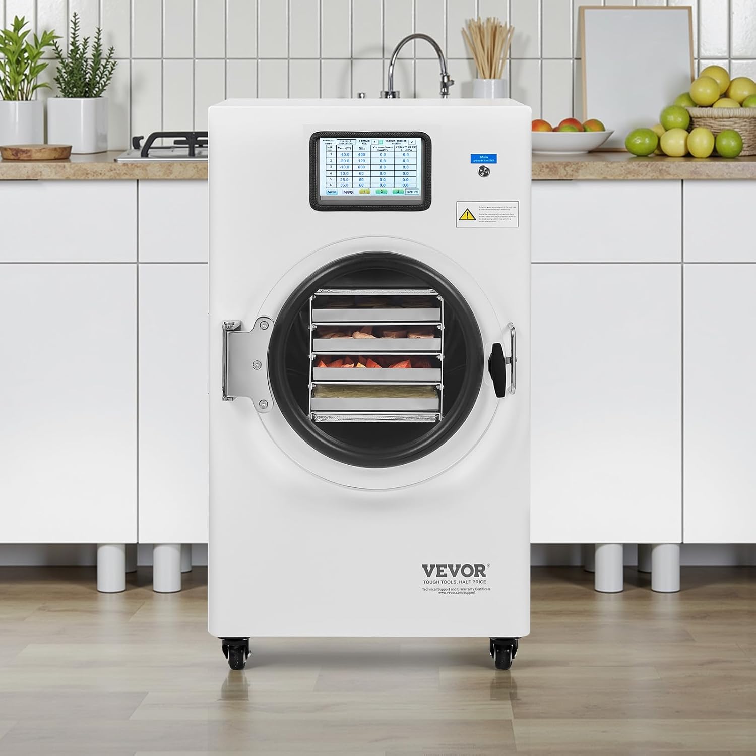 VEVOR Vacuum Freeze Dryer Machine, 8.8-13.2 LBS/Batch Food Freeze Drying Machine with 4-Layer Trays, Vacuum Pump, Adjustable Timer and Temperature Control, for Fruits Vegetables Meat, White - Image 8
