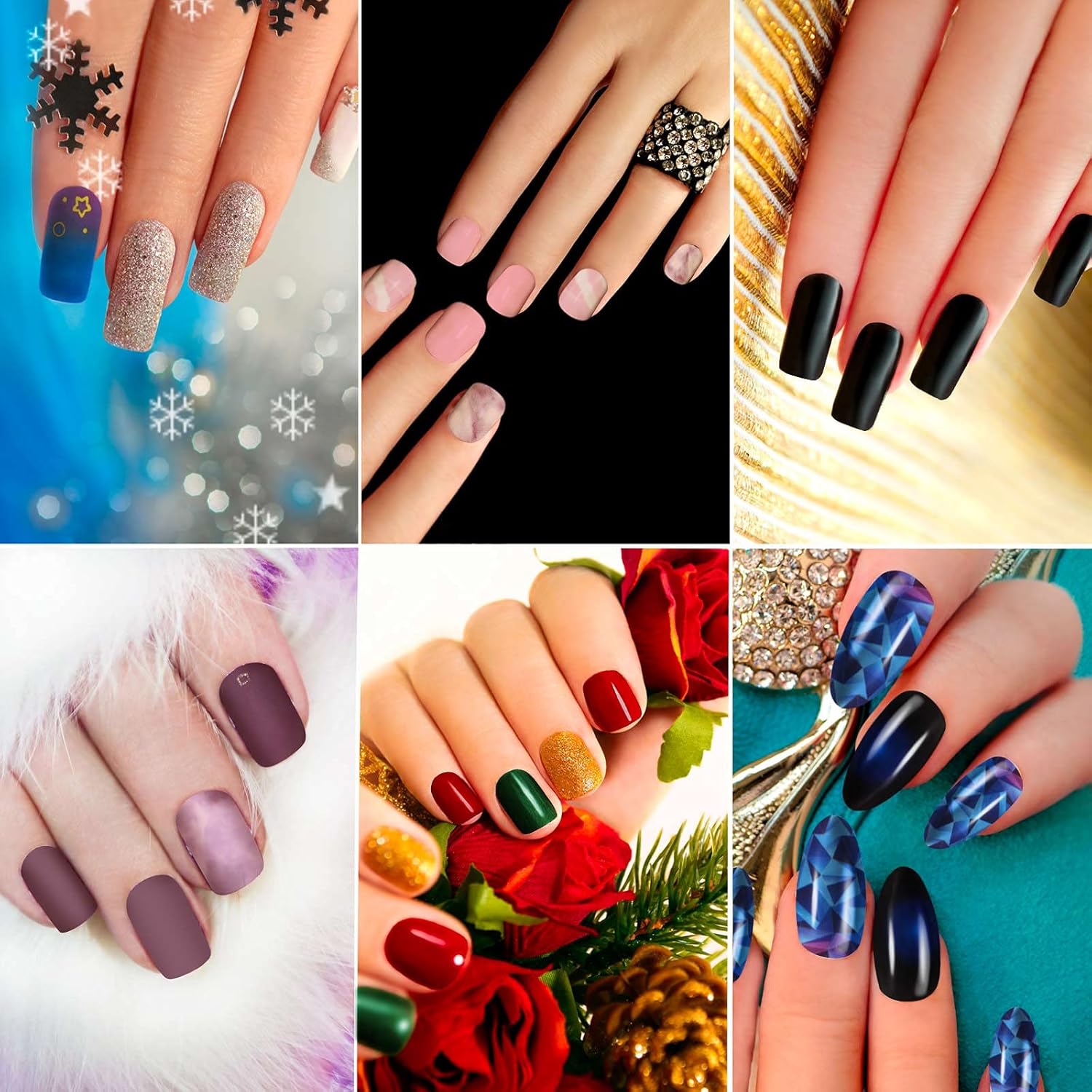 Maitys 560 Pieces 40 Sheets Full Wrap Nail Stickers Nail Polish Strips Decals Self Adhesive Gel Fingernail Strips Art Decals with File for Women DIY Craft Decorations(Bright Style) - Image 6