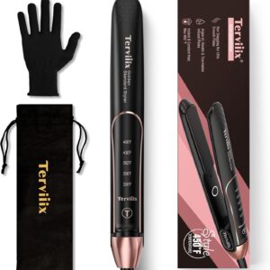 Terviiix Plancha De Cabello Professional 450°F, Non-Snagging Ceramic Flat Iron Hair Straightener 1 inch, 3X Less Damage Hair Iron Straightener and Curler, 15s Fast Heating, 5 Adjustable Heats