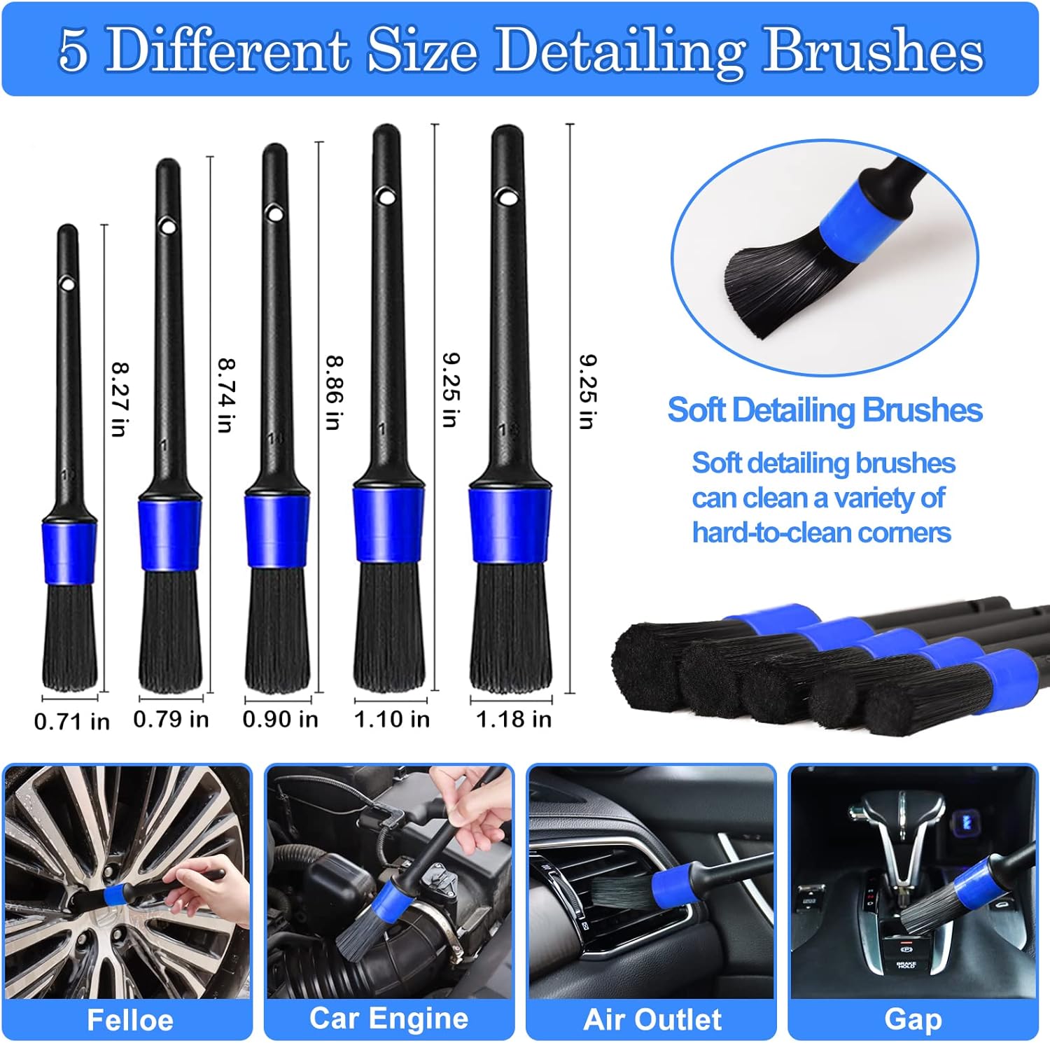 27Pcs Car Detailing Kit, Car Detailing Brush Set, Auto Detailing Drill Brush Set, Car Detailing Brushes, Car Wash Kit, Car Accessories, Car Cleaning Tools Kit for Interior, Exterior, Wheels - Image 3