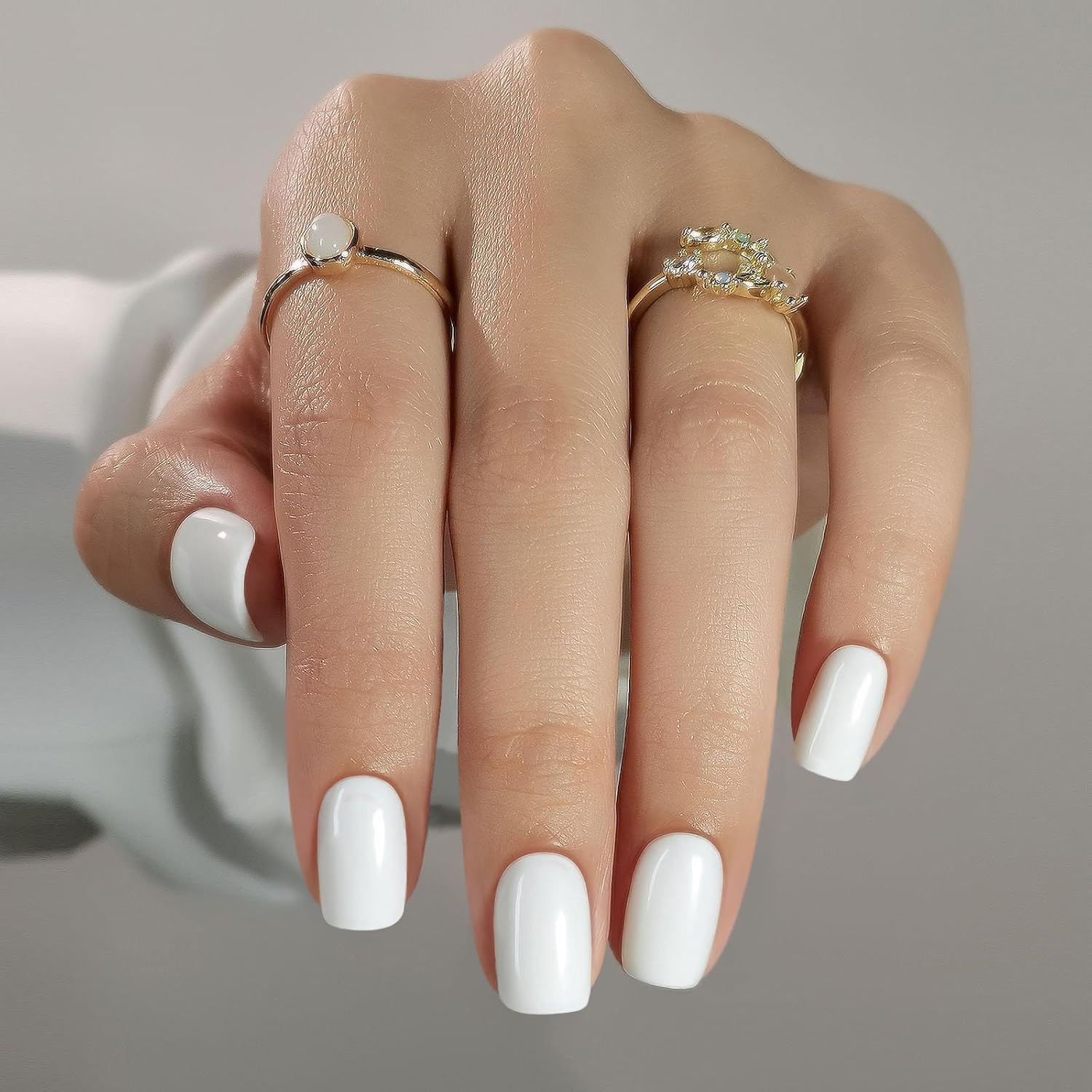 White Press on Nails Short - Soft Gel Square Press on Nails for Women Gift, Fit Perfectly & Natural Stick on Nails with Glue in 16 Sizes - 32 Reusable Fake Nails, Classic White - Image 8