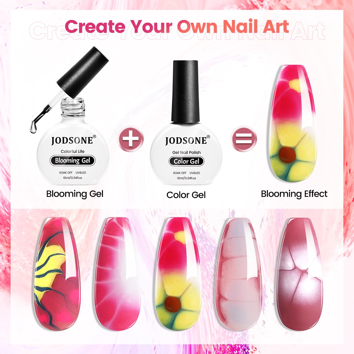JODSONE 10ML Blooming Gel Nail Polish Clear Marble Nail Nail Art Accessories for Spreading Effects, Floral Print, Watercolor Design for Women - Image 4