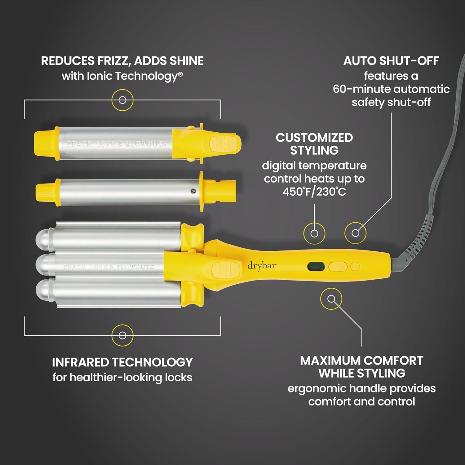 Drybar The Mixologist Interchangeable Styling Iron | One Tool with Three Different Hair Styles of Waves and Curls, Reduces Frizz, Adds Shine, Maintains Healthy Locks for all Hair Types - Image 6
