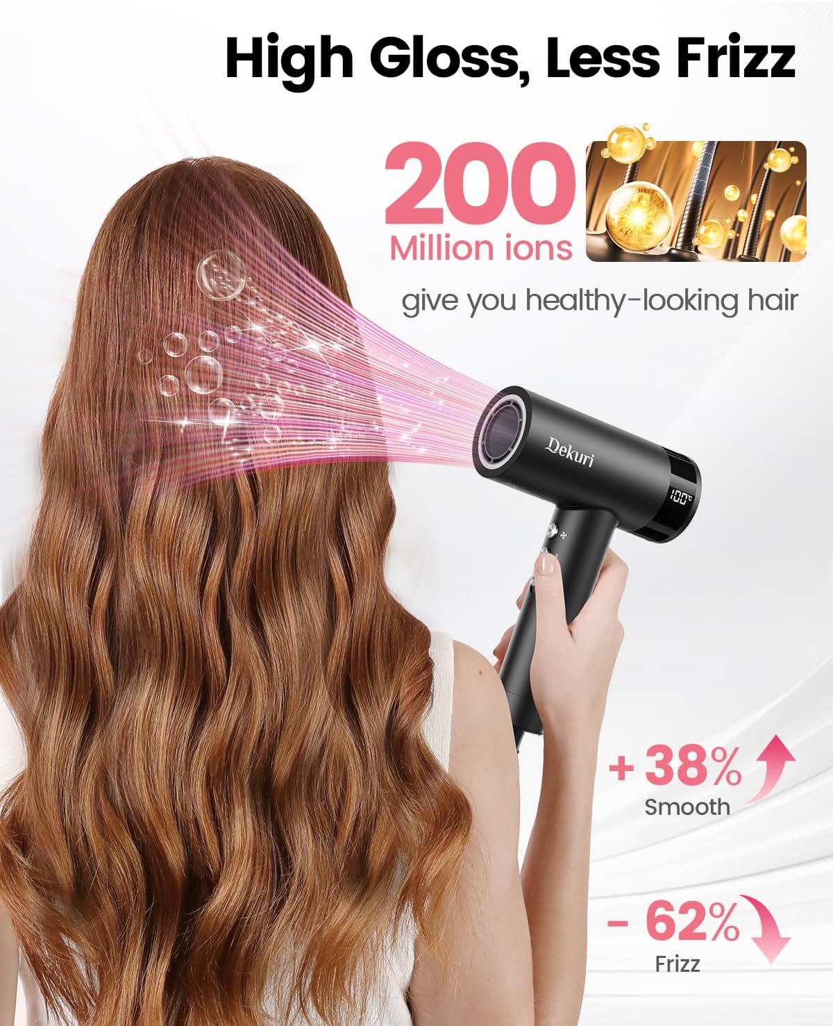 Hair Dryer, 110,000 RPM High-Speed Fast Drying Blow Dryer, 200 Million Ionic Lightweight Hairdryer with Diffuser, Magnetic Nozzle, 4 Temps & 2 Speeds, Low Noise for Women & Men, Black - Image 3