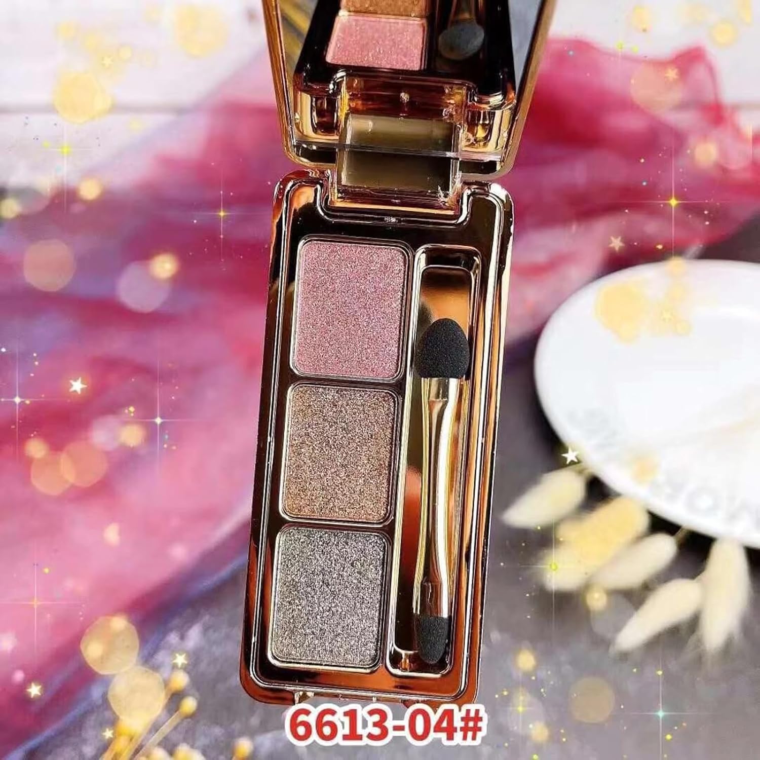 3-Shimmer Color Glitter Eyeshadow Palette Waterproof Long-Lasting Makeup for Women - Image 7