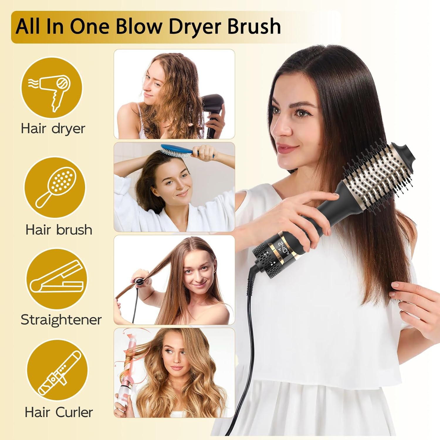 Nicebay Hair Dryer Brush, Blow Dryer Drush,Hot Tools Blow Dryer Brush for Women, One Step Blowout Brush with Display Screen, Oval Ceramic Barrel, Negative Ion - Image 2