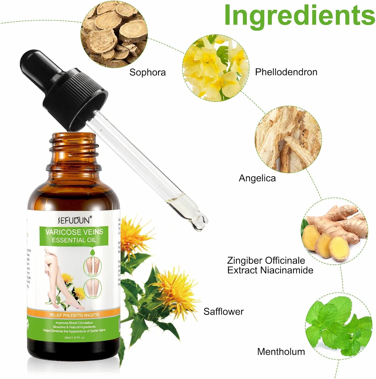 Varicose Veins Essential Oil, Spider Vein Removal Oil for Legs, Natural Varicose Veins Oils 30ML - Image 3