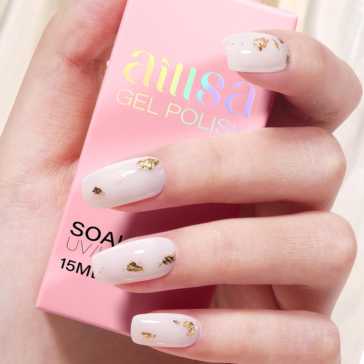 AILLSA Milky White Gel Polish Nude Gel Nail Polish Light Color Translucent Neutral Gel Polish Long Lasting Natural Jelly Nails Soak Off U V Gel for French Manicure at Home 0.51 Oz GB134
