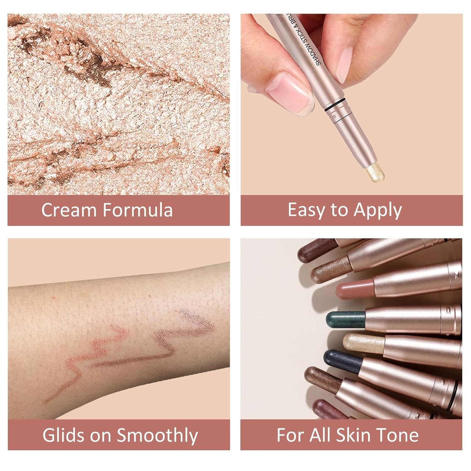 Waterproof Long Lasting Cream Eyeshadow Stick Makeup 0.12 oz Hypoallergenic Green - Image 4