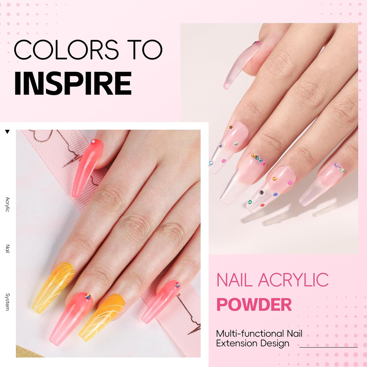 Acrylic Nail Kit for Beginners with Everything Nails Kit Acrylic Set with Drill and U V Light Professional Acrylic Powder Glitter Decorations Rhinstones Nail Starter Kit Gifts for Women - Image 8