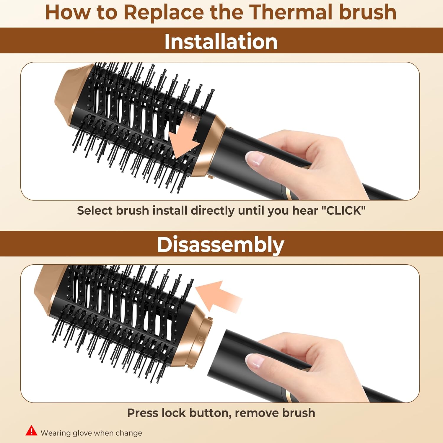 6 in 1 Hair Dryer Brush, Foldable Blow Dryer Brush with Wrap Curler, Detachable Air Hair Styler Curling, Drying,Volumizing, Straightening, Negative Ionic Hair Dryer with Diffuser, Hair Styling Tools - Image 8