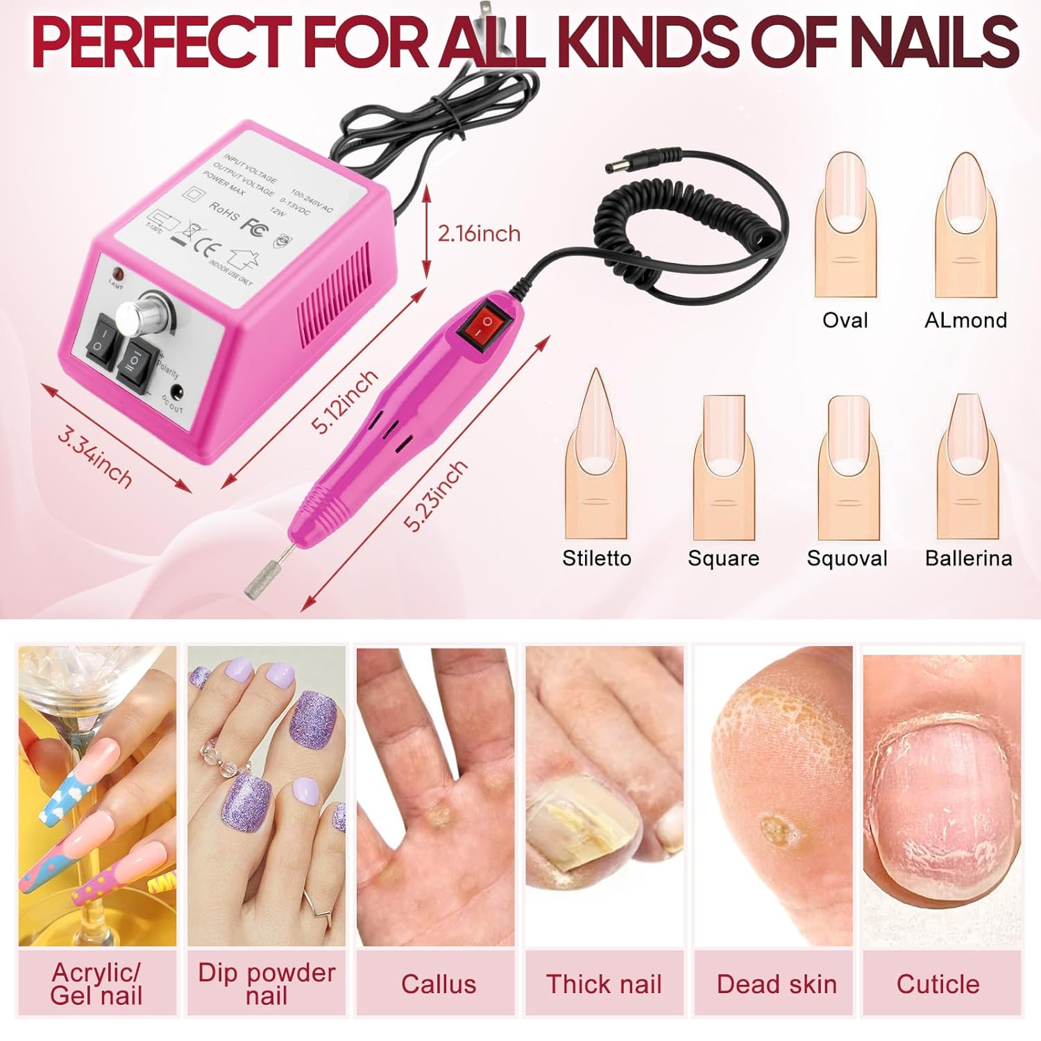 Professional Electric Nail Drill Kit for Manicure Pedicure, 156 Sanding Bands Included - Image 4