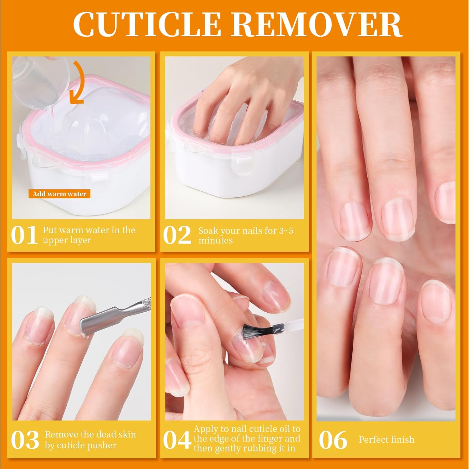 Teenitor Nail Soaking Bowl, Soak Off Gel Polish Dip Powder Remover, Manicure Bowl for Hand, Cuticle Remover Tools, Nail Brush Cuticle Pusher,Cuticle Oil Cuticle Peeler,Nail File Buffer Milk and Honey - Image 6