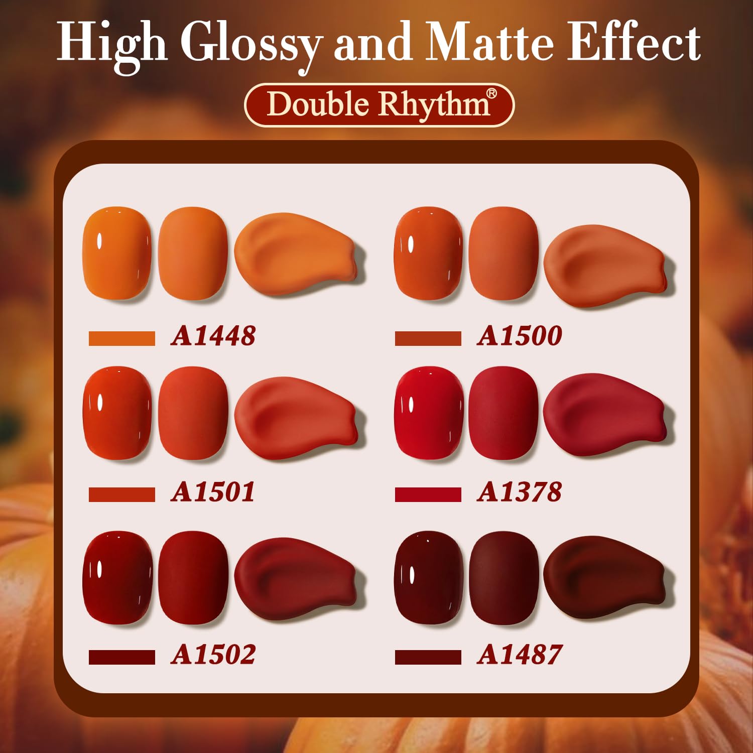 Double Rhythm 6 Pcs 15 ML Gel Polish Set Same Color Same Bottle Soak Off Gel Polish Kit Nail Art Manicure Salon DIY at Home for Women (Dark Light Brown Orange Maroon-T6-6) - Image 7