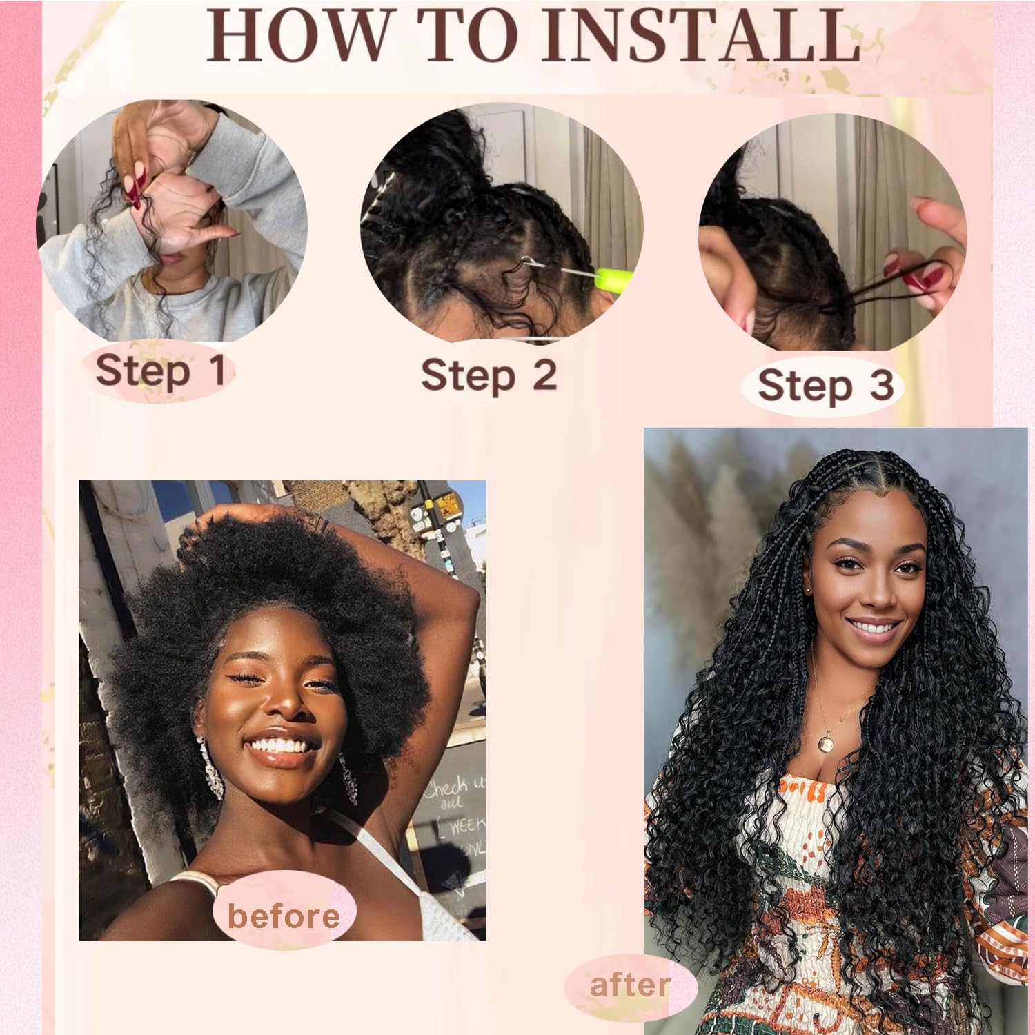 Human Braiding Hair for Boho Braids 100g 18 Inch Deep Wave Bulk Human Hair for Braiding 12A No Weft Curly Human Hair Extensions Wet and Wavy Boho Hair for Braiding 2 Bundles/Pack Natural Color - Image 4