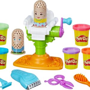Play-Doh Buzz 'n Cut Fuzzy Pumper Barber Shop Set, Electric Buzzer, 5 Colors of 2-Ounce Cans, Preschool Toys, Christmas Gifts Girls & Boys, Ages 3+ (Amazon Exclusive)