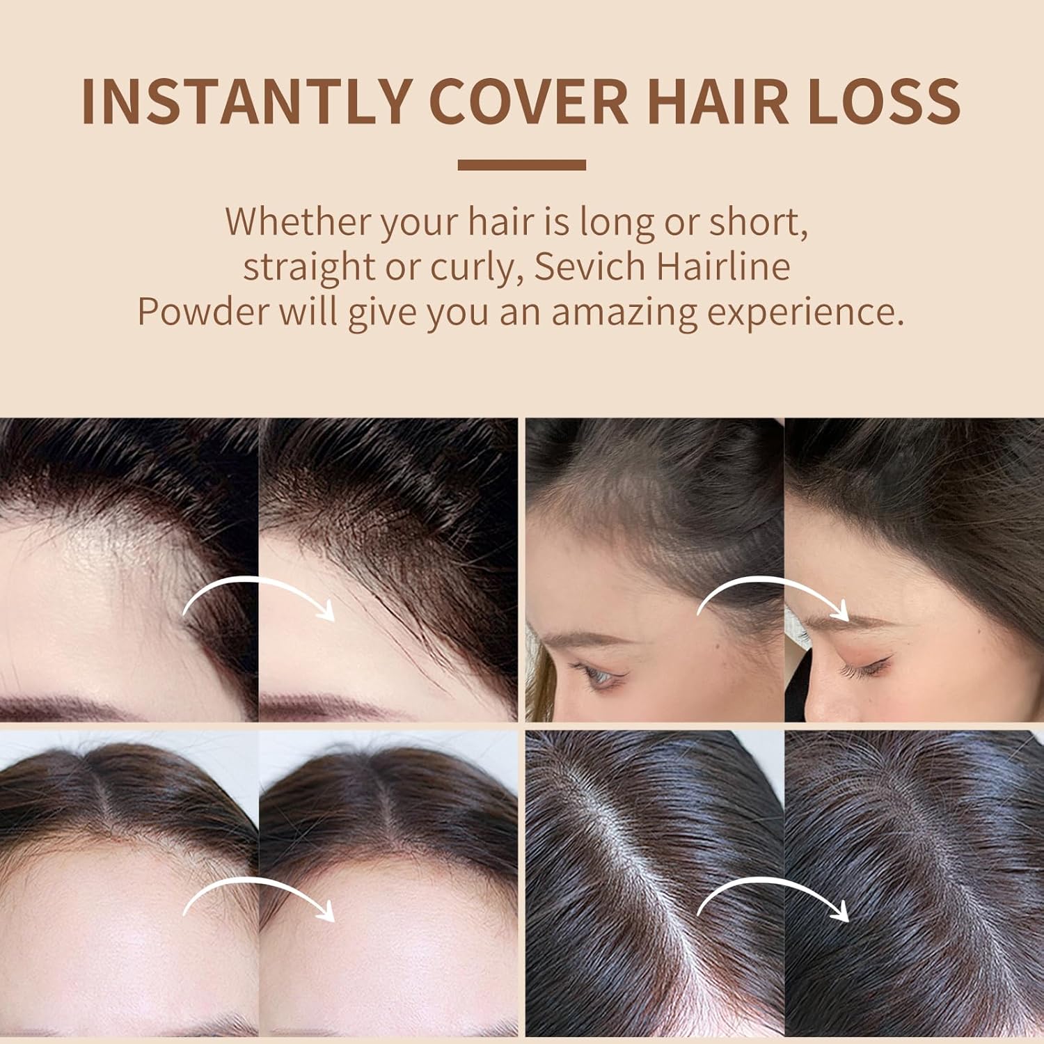 Sevich Hairline Powder,Instantly Conceals Hair Loss, Root Touch up Powder, Hair Shadow Toppers for Women & Men, Touch Up for Thinning Gray Hair, Windproof & Sweatproof, Black - Image 5
