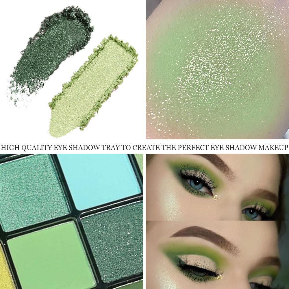 AMY'S DIARY Green Eyeshadow Palette - Forest Green, Yellow 16 Colors Matte & Glitter Eyeshadow - Long Lasting, Colorful Eye Shadow Platte for Christmas, Women & Girls - Image 7