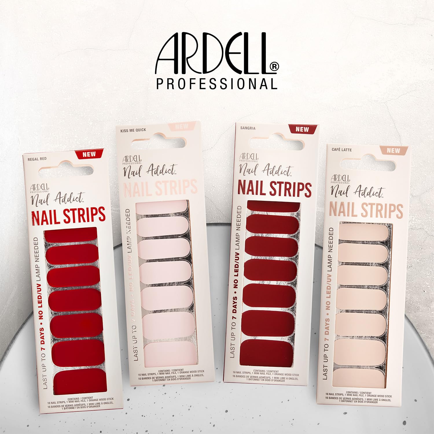 Ardell Nail Addict Nail Strips, Kiss Me Quick Nail Wraps, No LED Lamp Needed, Long-Lasting Gel Nail Stickers, 16 Strips with Mini Nail File & Wood Stick - Image 6