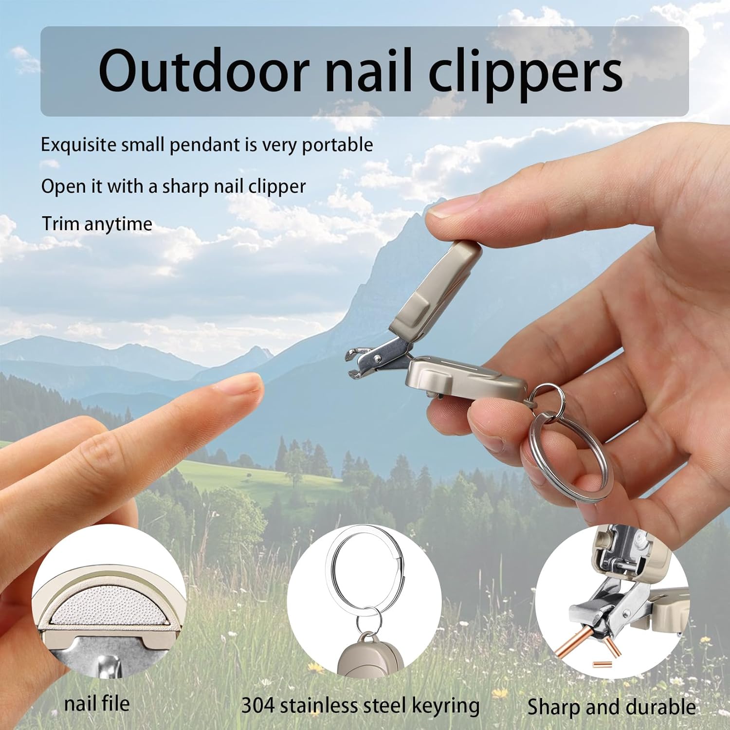 Portable Folding Mini Nail Clippers,All Metal Compact Small Nail Trimmers with Backpack Patterns,Stainless Steel Nail Clippers Keychain Accessories for Travel,Keychain Nail Clipper - Image 3