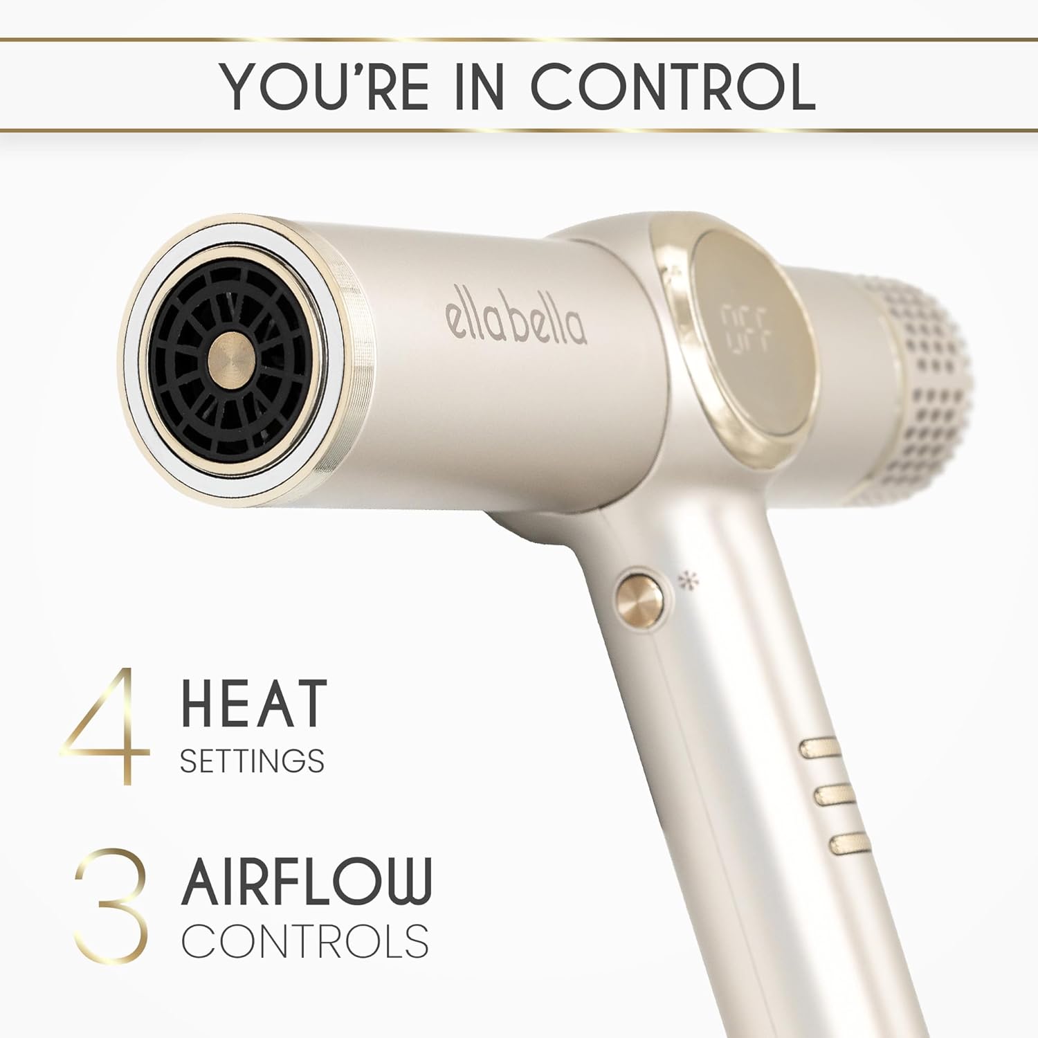 ELLA BELLA® Professional Ionic Hair Dryer with Diffuser • Negative Ion Blow Dryer • Suitable All Hair Types • Intelligent Heat Control & Rapid Drying Speeds • Lightweight Design • Low Noise Technology - Image 6