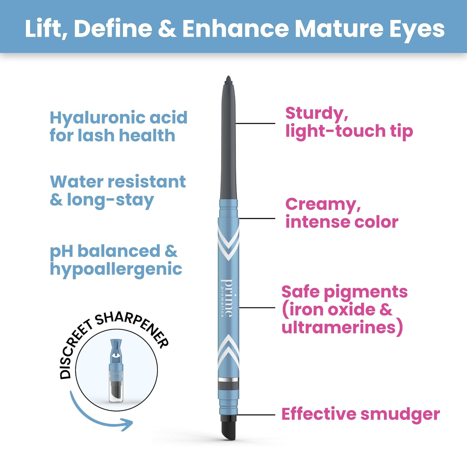PrimeEyes Glide Eyeliner for Mature Women – Water-Resistant, Long-Stay and Mess-Proof – Gel Cream Texture, Discreet Sharpener and Effective Smudger (Wood (brown)) - Image 5