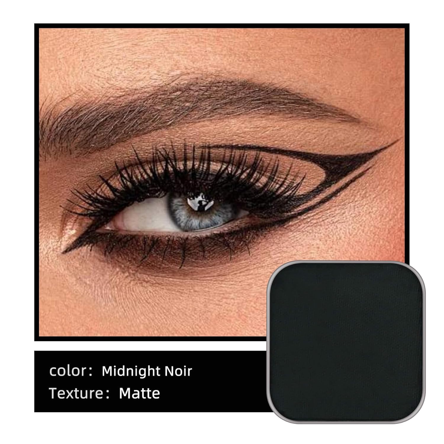 Magnetic Single Matte Eyeshadow with Metal Pan, Eyeliner Powder for Cat Eye Smoky Makeup, Eyeshadow Refill, Black Pan, for DIY Empty Magnetic Palette (Midnight Noir) - Image 2