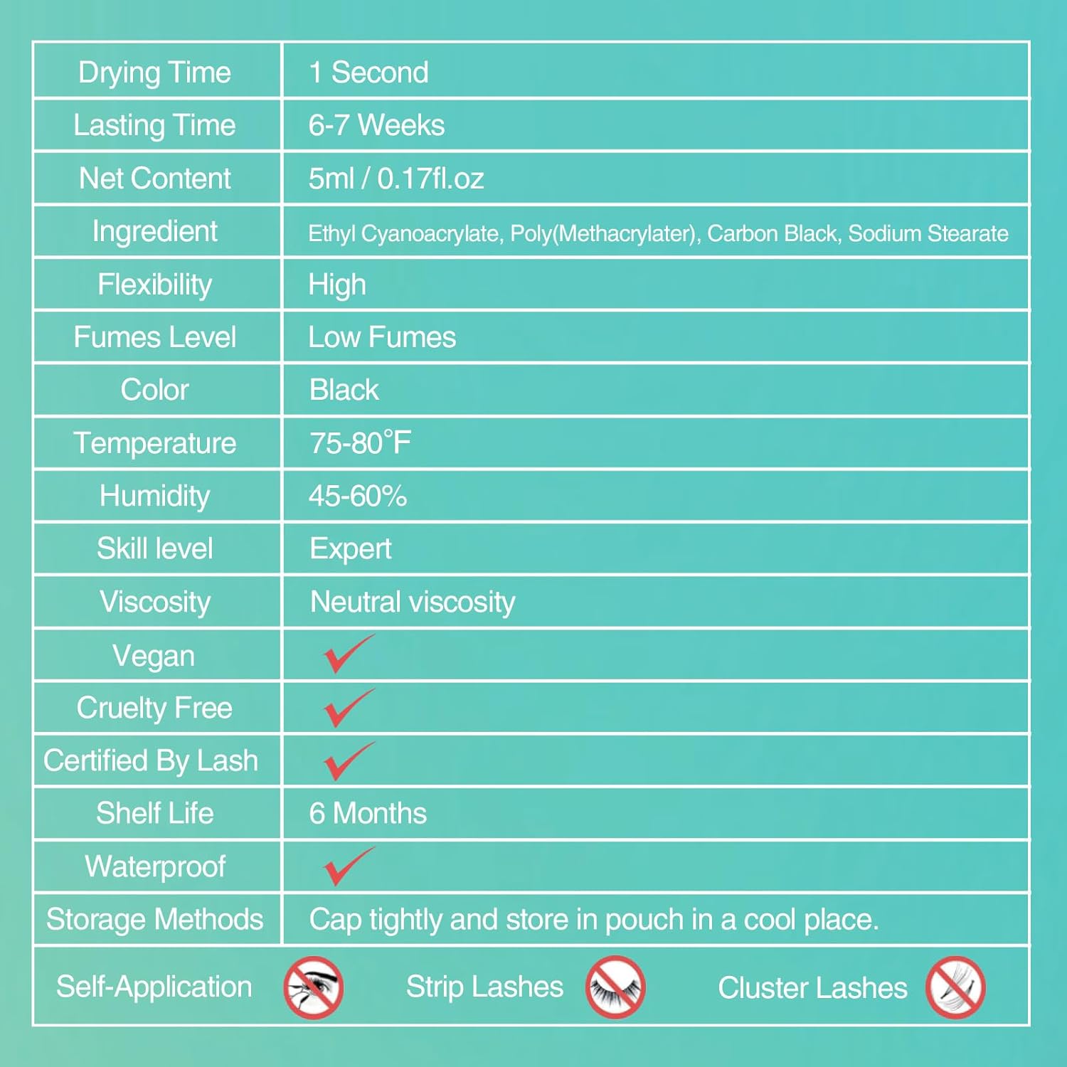 Obeyalash Sensitive Lash Extension Glue - Low Fumes Latex-Free Eyelash Glue for Extensions Strong Hold 1s Eyelash Extension Adhesive Professional Long Lasting 7 Week Lash Adhesive 5ml / 0.17fl.oz - Image 4