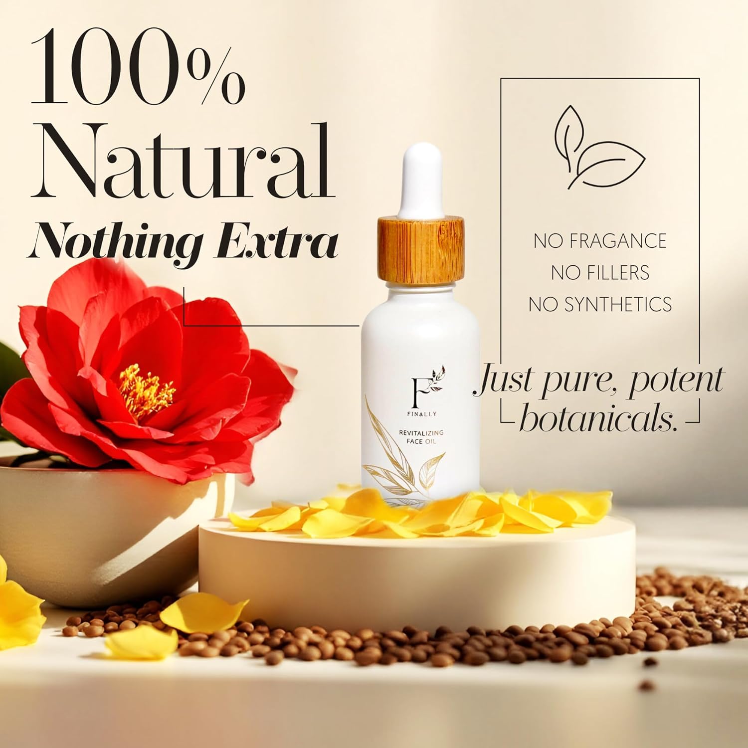 Hydrating Face Oil & Under-Eye Serum for Women & Men – Organic Tsubaki, Calendula, Vitamin E Jojoba Oil & Rice Bran for Glowy Skin, Even Skin Tone & Dark Spots – Anti Aging Serum by Finally - Image 8