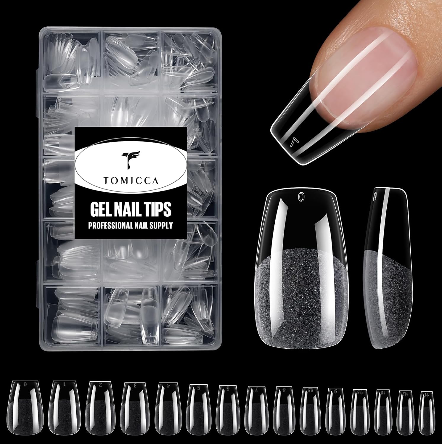 TOMICCA Clear Nail Tips Acrylic Nails 240Pcs Medium Coffin Acrylic Nail Kit 15 Sizes Clear Nails Pre-shaped Gel Nail Tips for Nail Extensions Home DIY Salon - Image 8