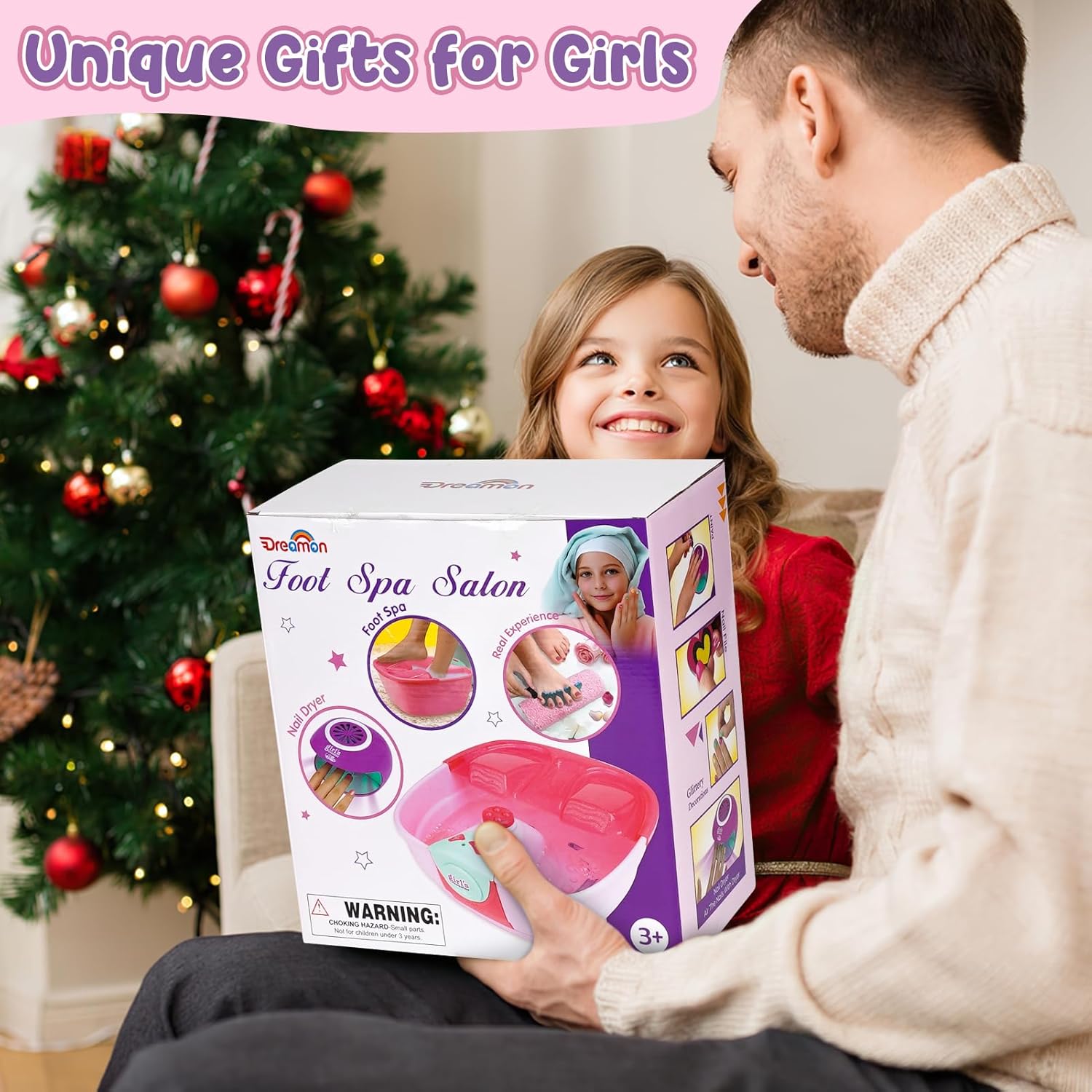 Kids Foot Spa & Nail Kit - Kids Spa Day Kit for Girls with Mask Foot Bath and Nail Dryer - Manicures Pedicure Toy Kit Nail Art Salon Girl Stuff - Christmas Birthday Gifts for 6 7 8 9 10-12 Year Old - Image 7