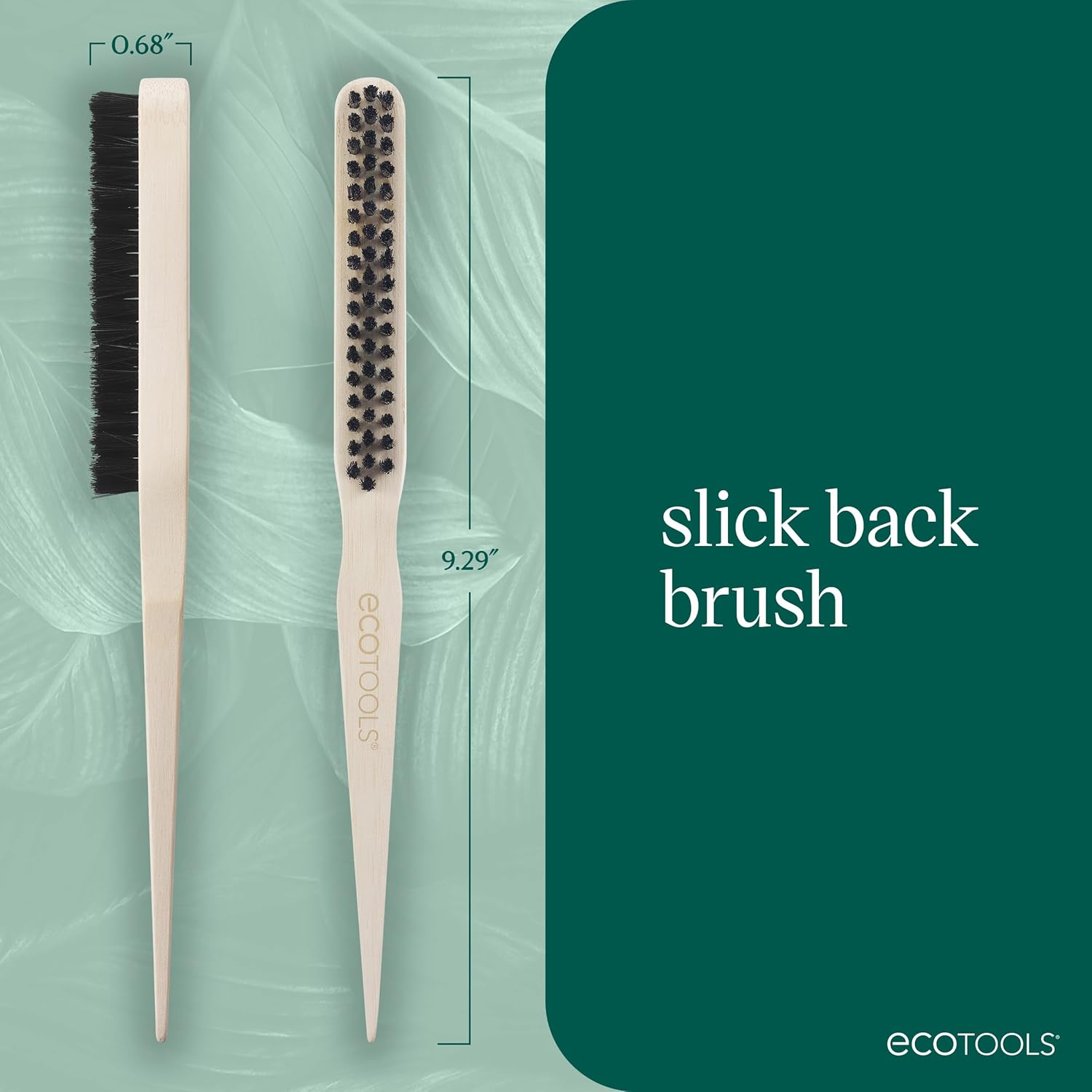 EcoTools Slick Back Hairbrush, Small Brush For The Perfect Ponytail Or Bun, Tease, Smooth, & Style Hair, Tame Frizz & Flyaways, Renewable Bamboo Handle & Vegan Boar Bristles, Cruelty-Free, 1 Count - Image 4