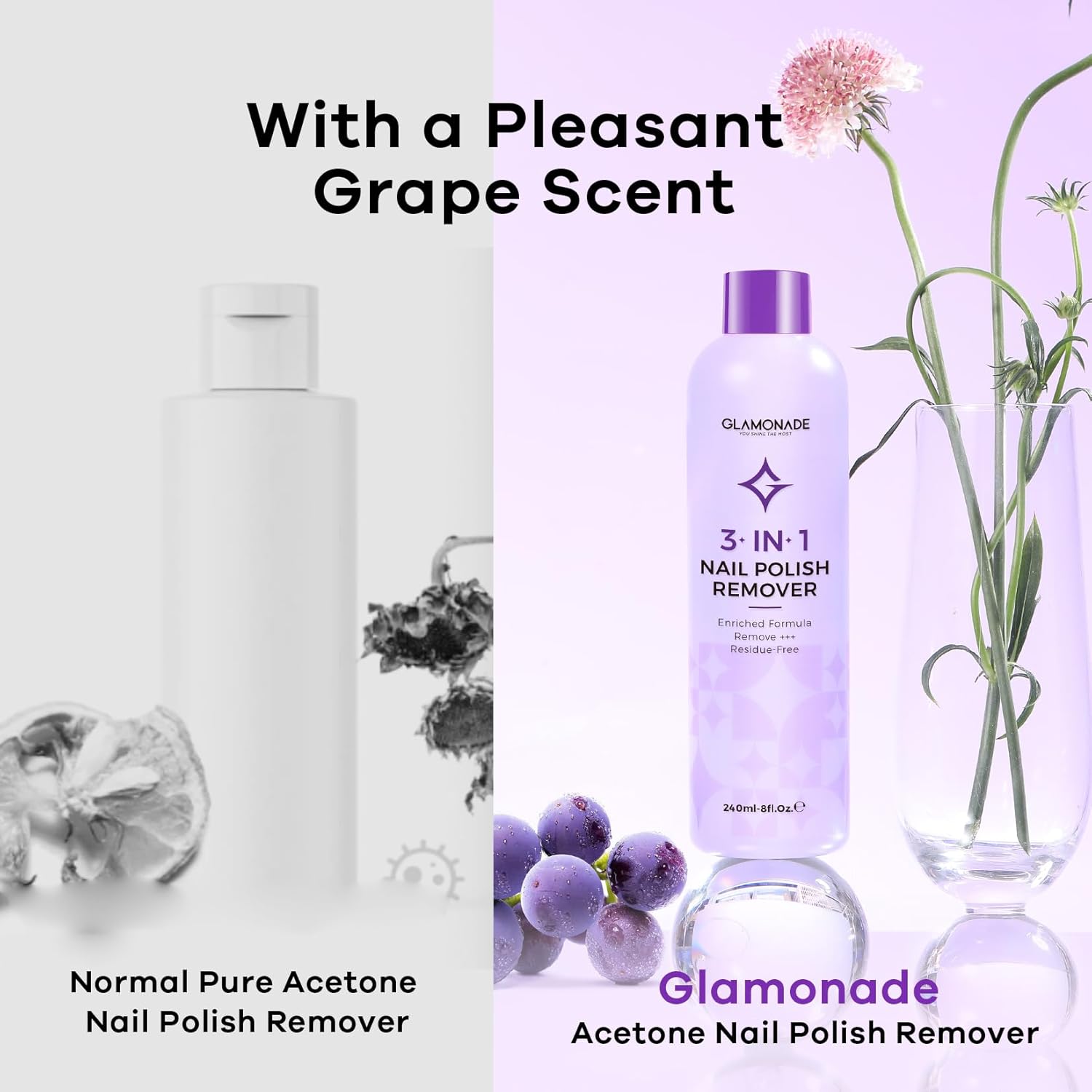 Acetone Nail Polish Remover: Professional Soak off Gel Nail Polish Remover Enriched with Natural Grape Seed Oil 8 Fl Oz for Gel Acrylic Nail Glue Dip Powder for Home Salon - Image 8