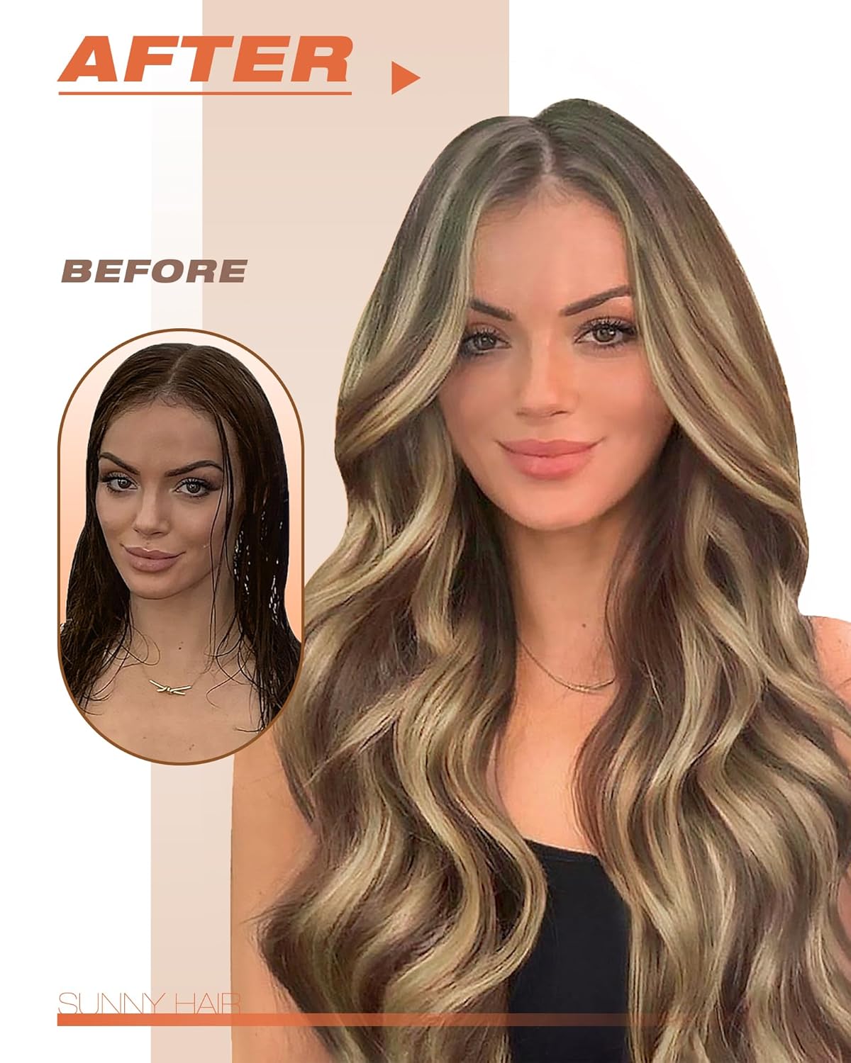 Sunny Hair Tape in Hair Extensions Real Human Hair Invisible Remy Hair Extensions Tape ins for Women Dark Brown Highlight Caramel Blonde 18 inch 20Pcs 50G - Image 6