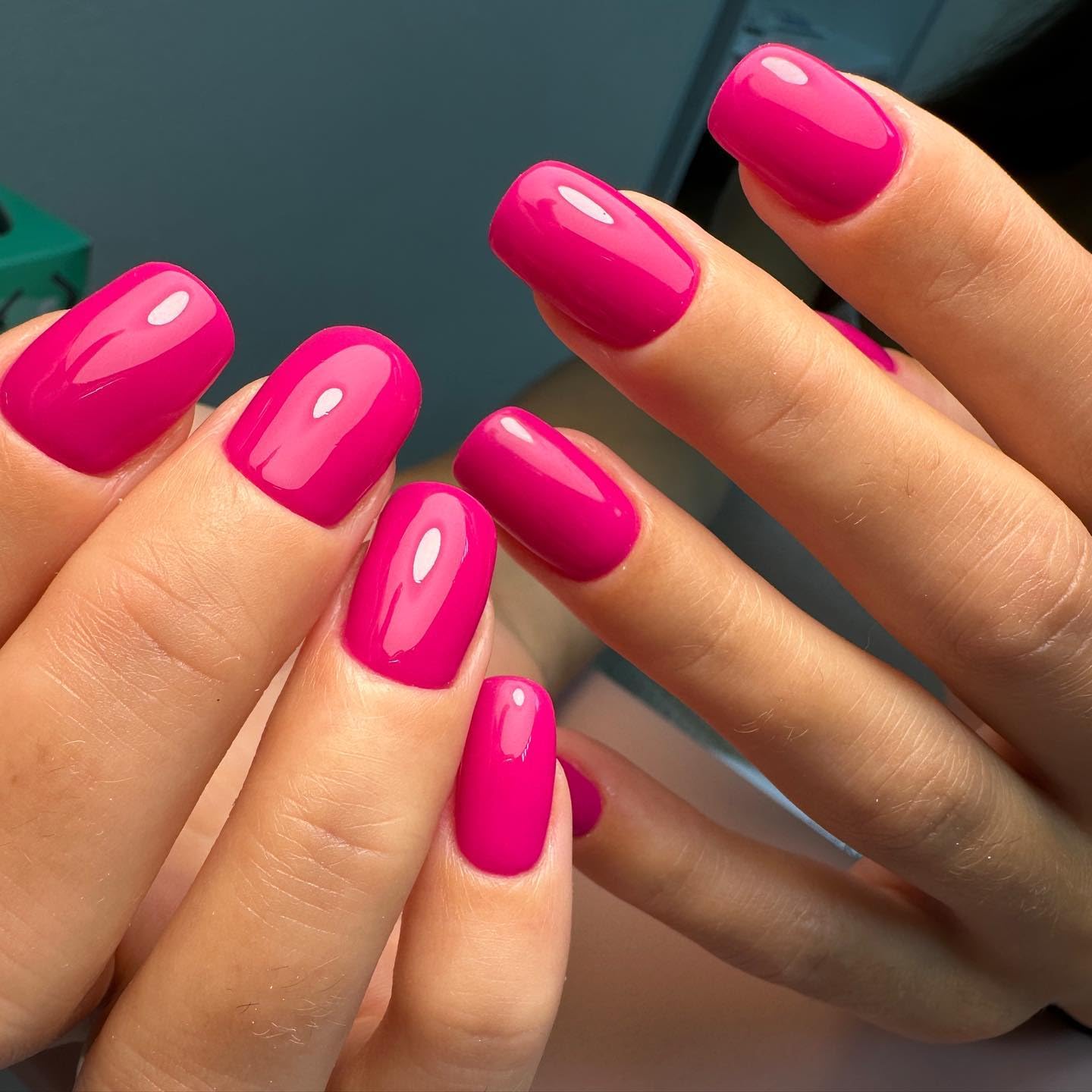 Square Press on Nails Short, 120Pcs Glossy Hot Pink Fake Nails Full Cover Acrylic Nail Press ons Reusable Glue on Nails Solid Color Artificial False Nail for Women Girls - Image 7